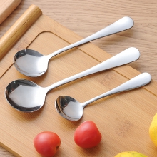 韩式不锈钢长柄勺子家用创意加厚汤勺儿童咖啡勺调羹勺长柄小勺子 4号圆头勺