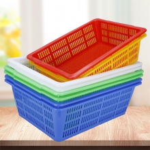 塑料筐子菜篮子长方形框子洗菜筐特加厚厨房收纳商用大号沥水娄子红色53*42*18厘米